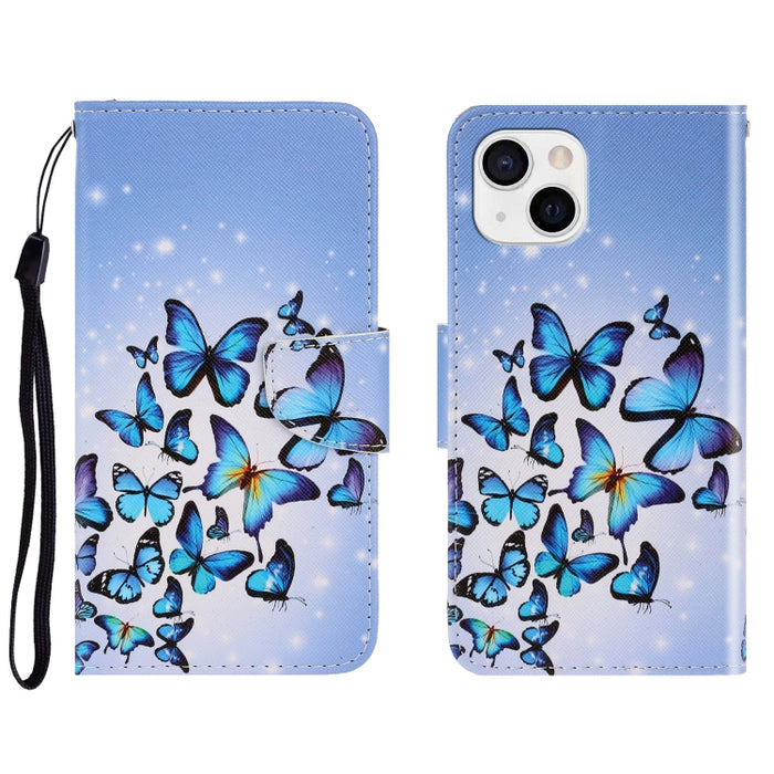 Estuche para teléfono de cuero con tapa horizontal de dibujo coloreado en 3D
