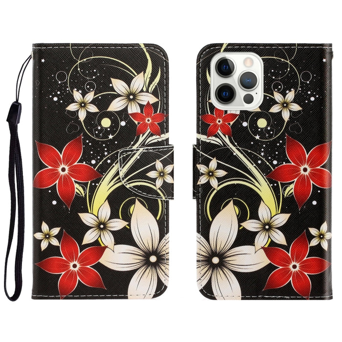 Estuche para teléfono de cuero con tapa horizontal de dibujo coloreado en 3D