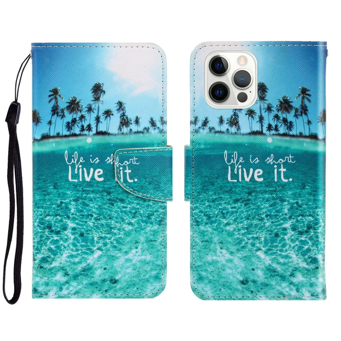 Estuche para teléfono de cuero con tapa horizontal de dibujo coloreado en 3D