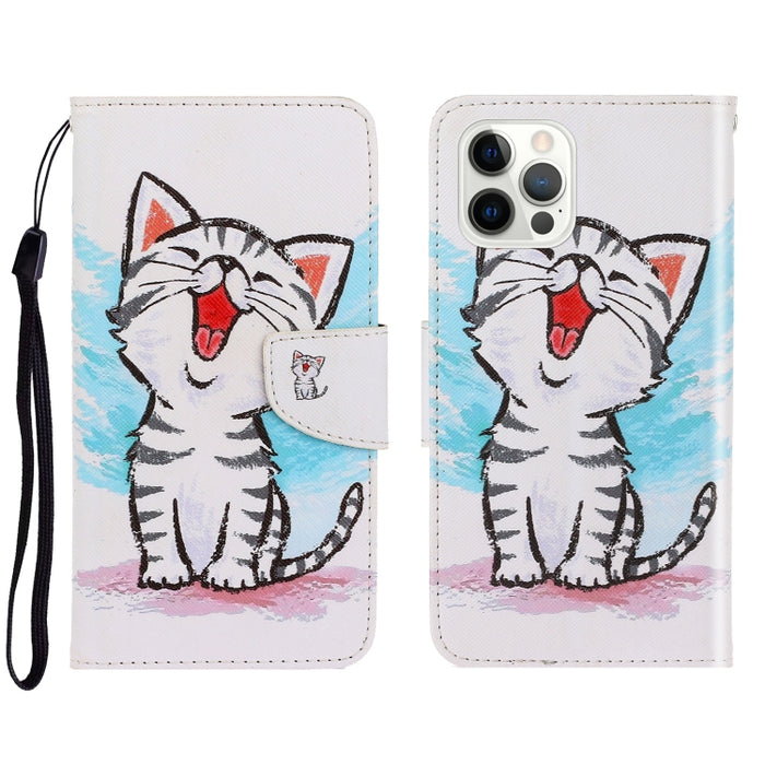 Estuche para teléfono de cuero con tapa horizontal de dibujo coloreado en 3D