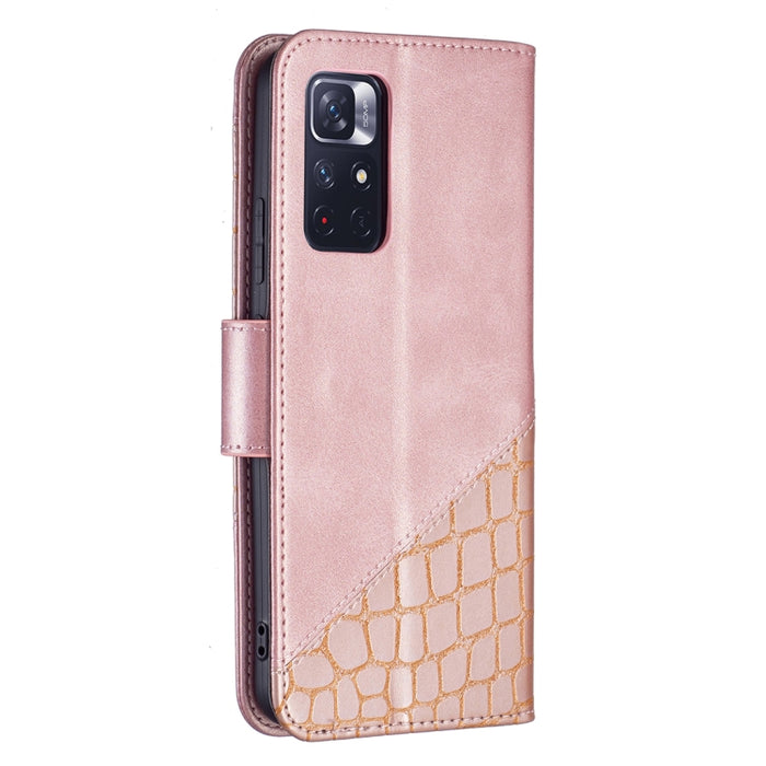 Estuche para teléfono de cuero con tapa horizontal con textura de cocodrilo de color a juego con billetera y soporte y ranuras para tarjetas, For Xiaomi Redmi Note 11 5G