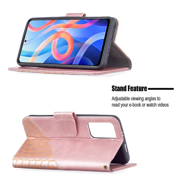 Estuche para teléfono de cuero con tapa horizontal con textura de cocodrilo de color a juego con billetera y soporte y ranuras para tarjetas, For Xiaomi Redmi Note 11 5G
