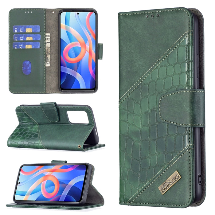 Estuche para teléfono de cuero con tapa horizontal con textura de cocodrilo de color a juego con billetera y soporte y ranuras para tarjetas, For Xiaomi Redmi Note 11 5G