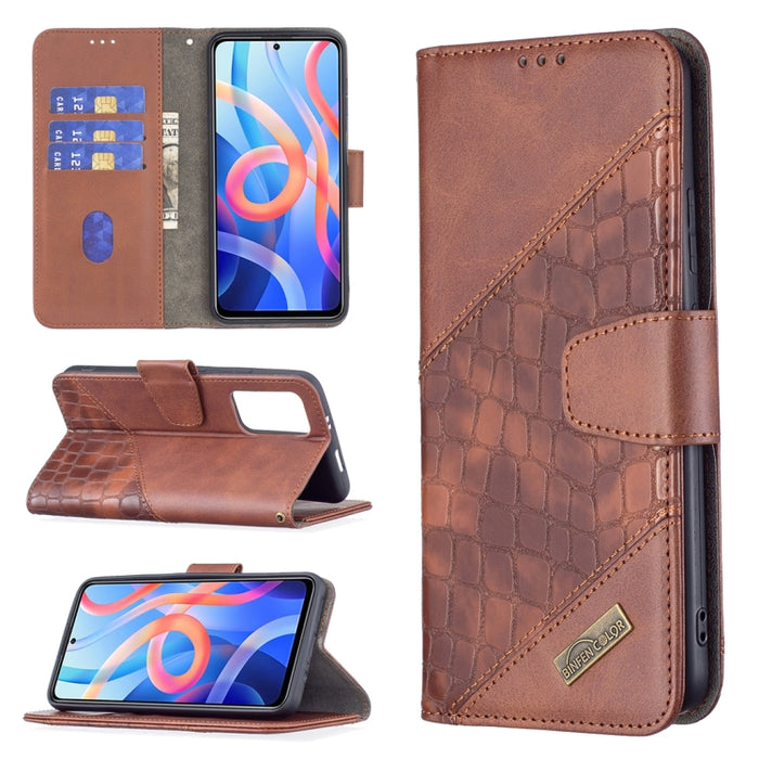 Estuche para teléfono de cuero con tapa horizontal con textura de cocodrilo de color a juego con billetera y soporte y ranuras para tarjetas, For Xiaomi Redmi Note 11 5G