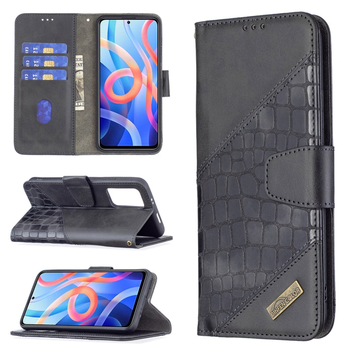 Estuche para teléfono de cuero con tapa horizontal con textura de cocodrilo de color a juego con billetera y soporte y ranuras para tarjetas, For Xiaomi Redmi Note 11 5G