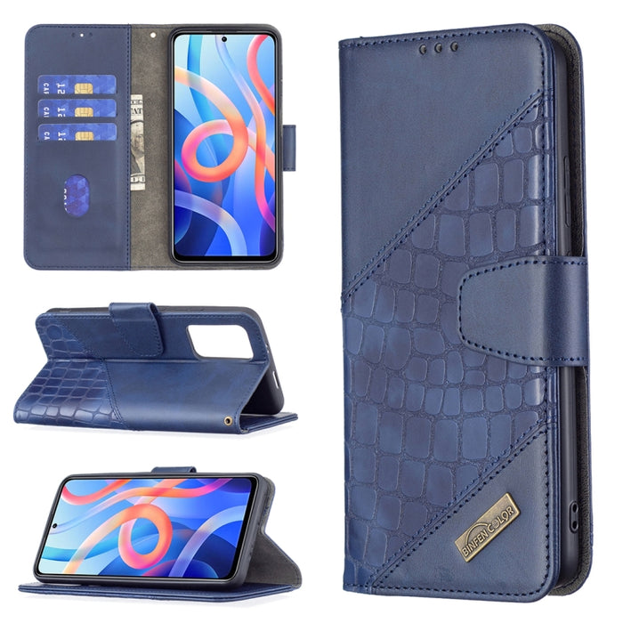 Estuche para teléfono de cuero con tapa horizontal con textura de cocodrilo de color a juego con billetera y soporte y ranuras para tarjetas, For Xiaomi Redmi Note 11 5G
