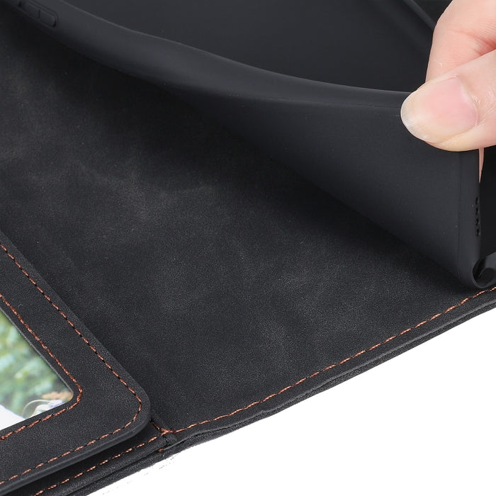 Estuche para teléfono de cuero con tapa horizontal Skin Feel