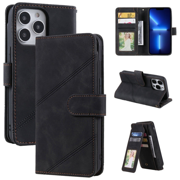 Estuche para teléfono de cuero con tapa horizontal Skin Feel