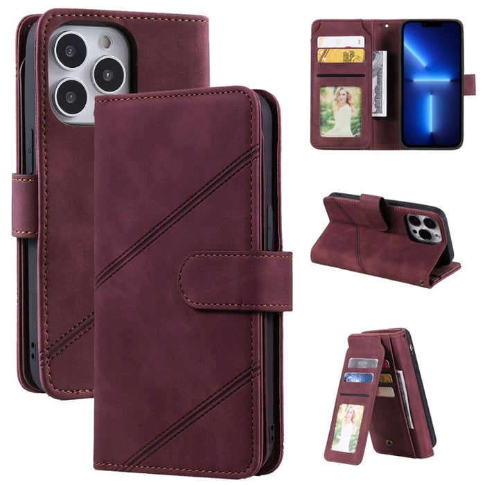 Estuche para teléfono de cuero con tapa horizontal Skin Feel