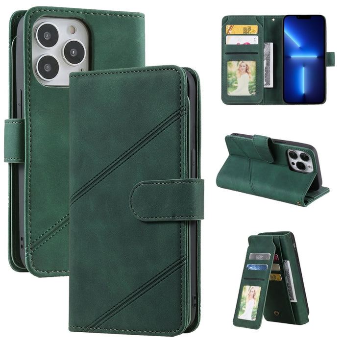 Estuche para teléfono de cuero con tapa horizontal Skin Feel