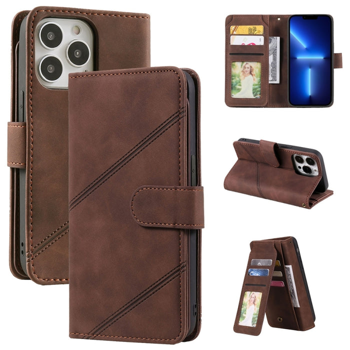 Estuche para teléfono de cuero con tapa horizontal Skin Feel