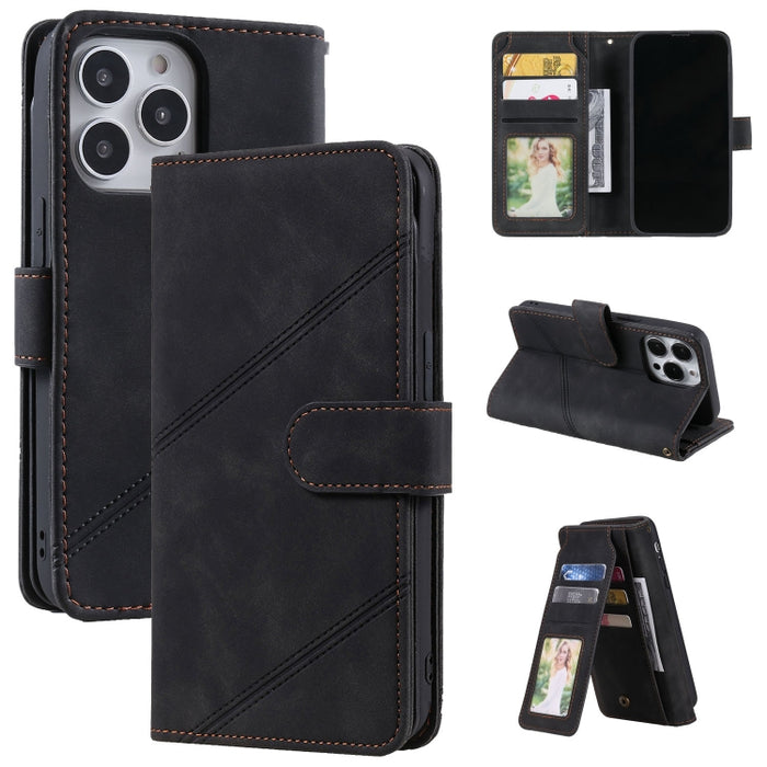Estuche para teléfono de cuero con tapa horizontal Skin Feel