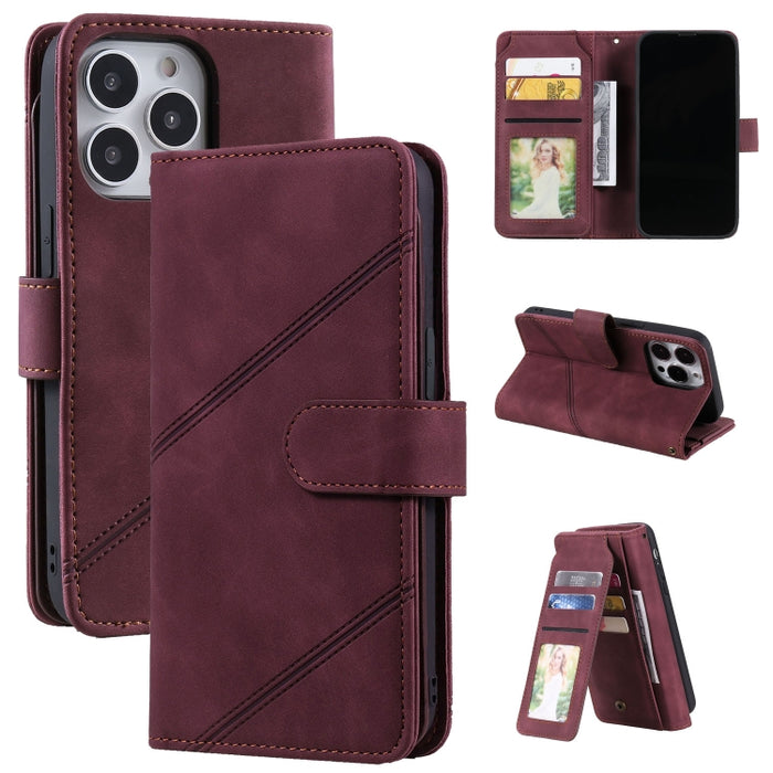 Estuche para teléfono de cuero con tapa horizontal Skin Feel