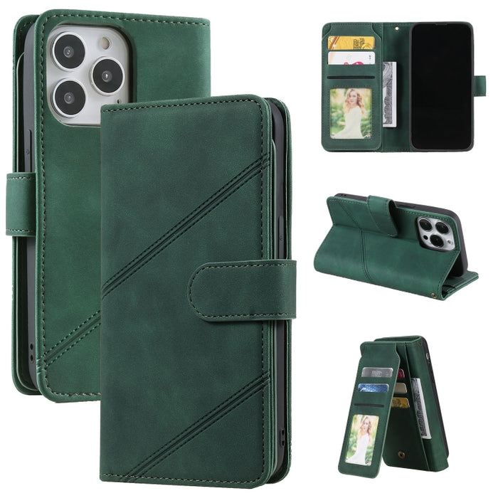 Estuche para teléfono de cuero con tapa horizontal Skin Feel
