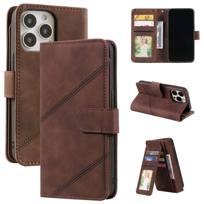 Estuche para teléfono de cuero con tapa horizontal Skin Feel