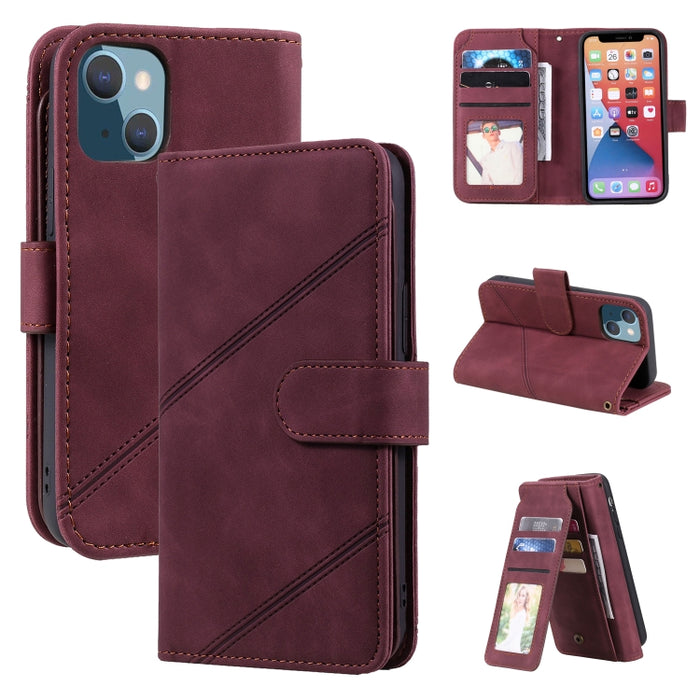Estuche para teléfono de cuero con tapa horizontal Skin Feel