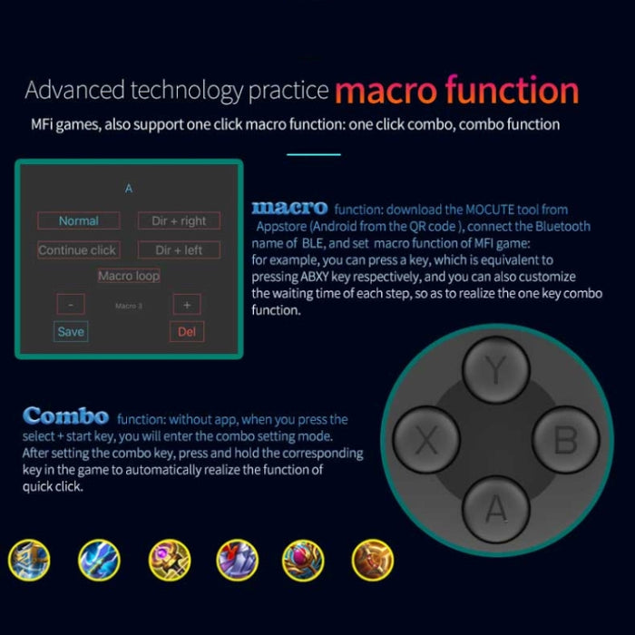 MOCUTE 060 Stretch Dual Joystick Bluetooth Gamepad para Android e iOS
