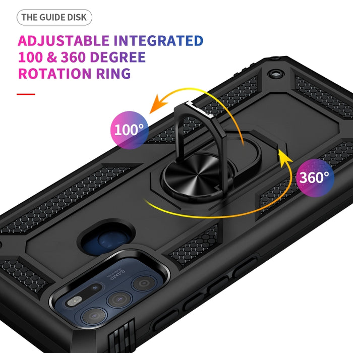 Funda para teléfono TPU + PC a prueba de golpes con soporte giratorio de 360 grados, For Motorola Moto G60s, For Xiaomi Redmi 10