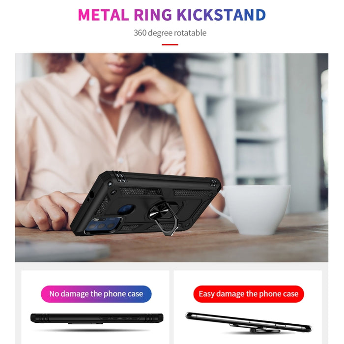 Funda para teléfono TPU + PC a prueba de golpes con soporte giratorio de 360 grados, For Motorola Moto G60s, For Xiaomi Redmi 10