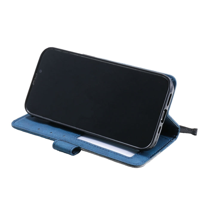 Estuche para teléfono de cuero con tapa horizontal empalmado con sensación de piel
