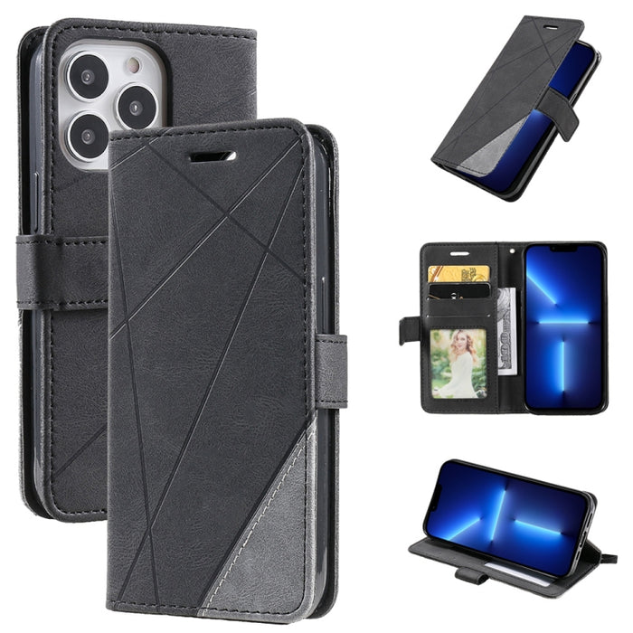 Estuche para teléfono de cuero con tapa horizontal empalmado con sensación de piel