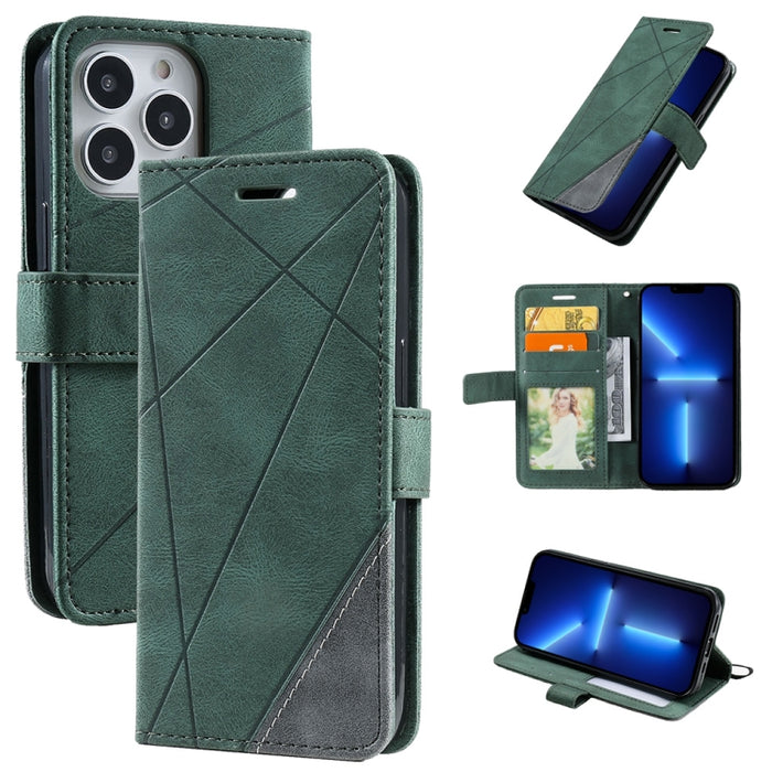Estuche para teléfono de cuero con tapa horizontal empalmado con sensación de piel