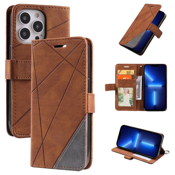 Estuche para teléfono de cuero con tapa horizontal empalmado con sensación de piel