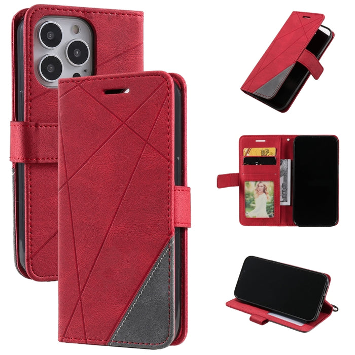 Estuche para teléfono de cuero con tapa horizontal empalmado con sensación de piel