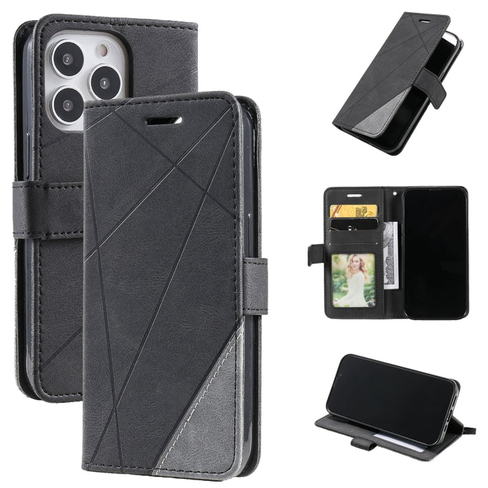 Estuche para teléfono de cuero con tapa horizontal empalmado con sensación de piel