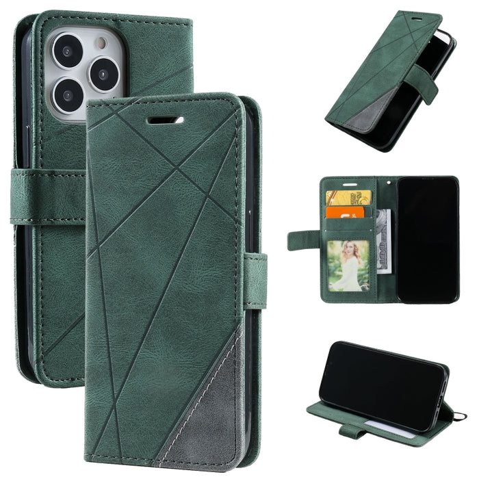 Estuche para teléfono de cuero con tapa horizontal empalmado con sensación de piel