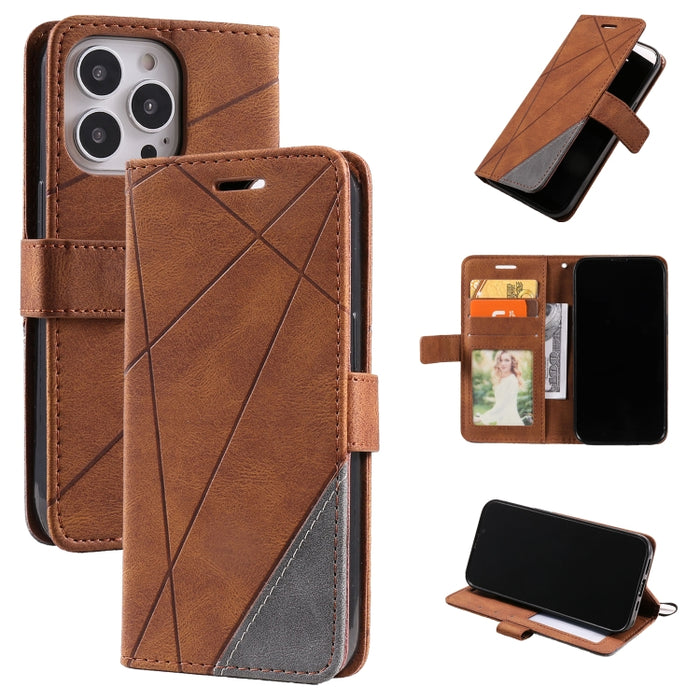 Estuche para teléfono de cuero con tapa horizontal empalmado con sensación de piel