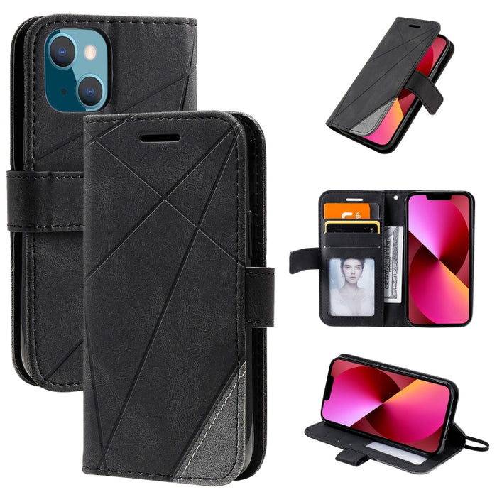 Estuche para teléfono de cuero con tapa horizontal empalmado con sensación de piel