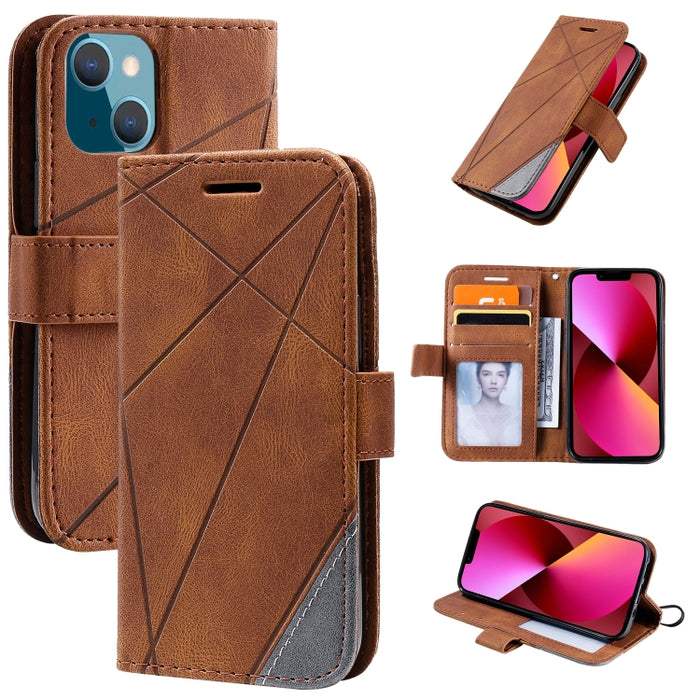 Estuche para teléfono de cuero con tapa horizontal empalmado con sensación de piel
