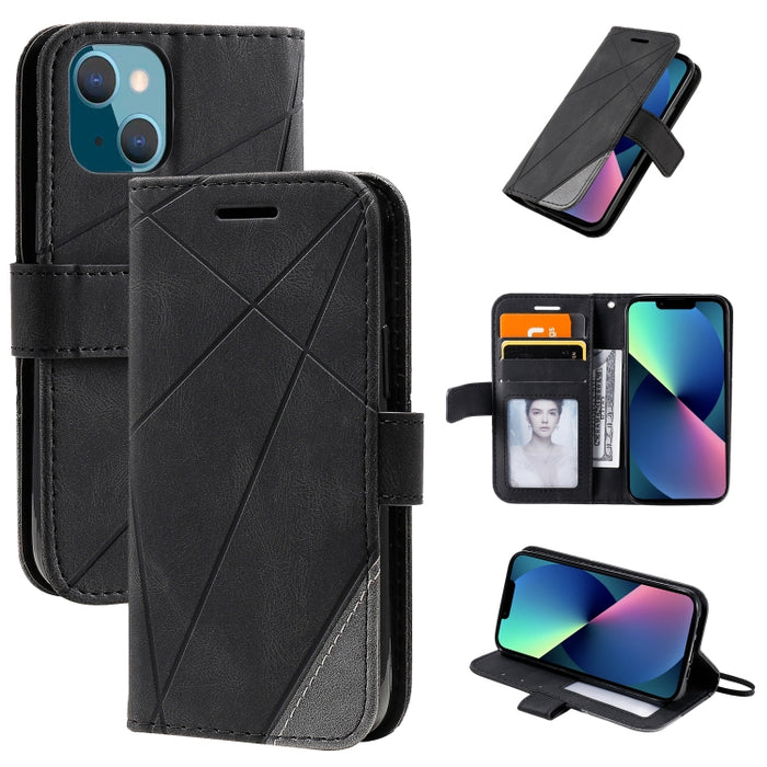 Estuche para teléfono de cuero con tapa horizontal empalmado con sensación de piel