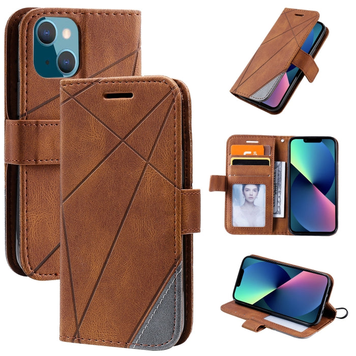 Estuche para teléfono de cuero con tapa horizontal empalmado con sensación de piel