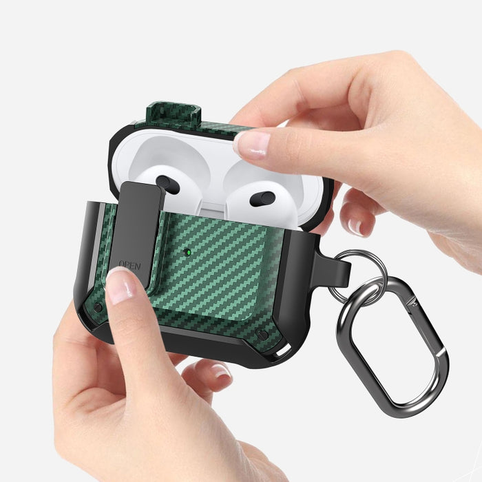 Estuche protector de auriculares de fibra de carbono Bumblebee con interruptor para AirPods 3