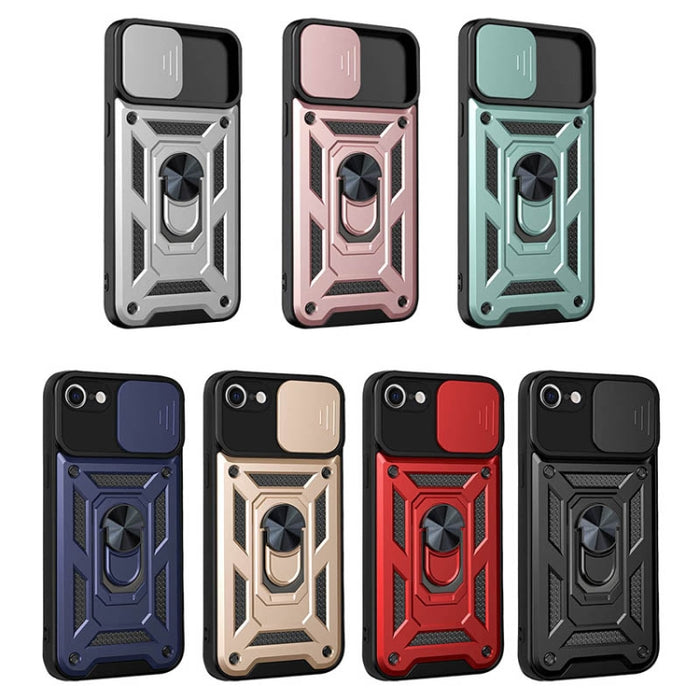 Diseño de cubierta de cámara deslizante Funda protectora para teléfono TPU + PC
