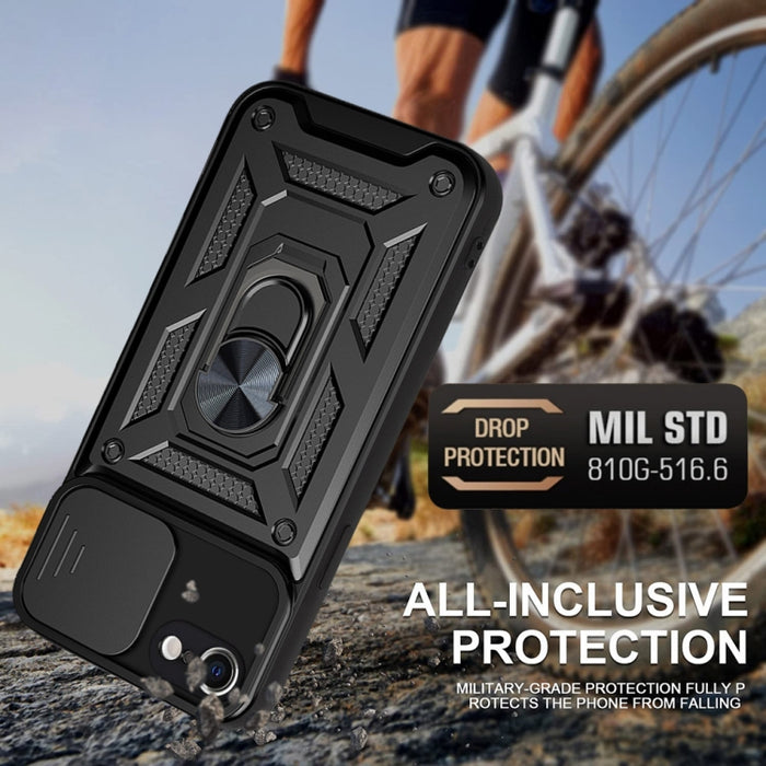 Diseño de cubierta de cámara deslizante Funda protectora para teléfono TPU + PC