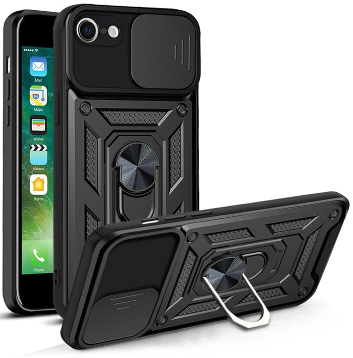 Diseño de cubierta de cámara deslizante Funda protectora para teléfono TPU + PC
