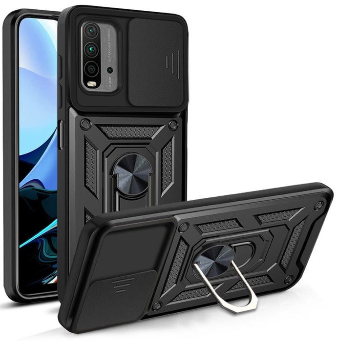 Diseño de cubierta de cámara deslizante Funda protectora para teléfono TPU + PC