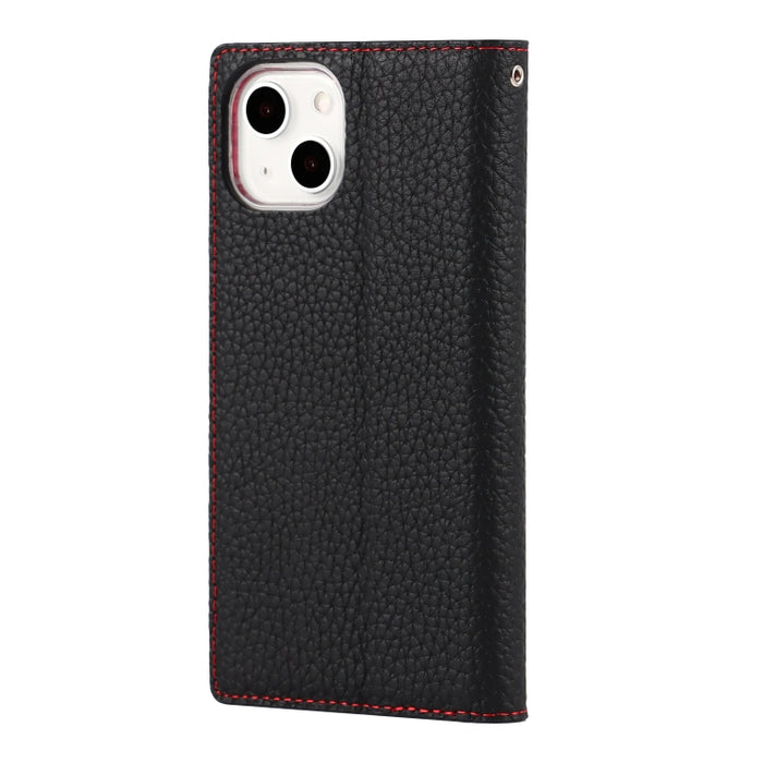 Estuche para teléfono de cuero con textura de litchi con cordón y soporte y ranuras para tarjetas y billetera