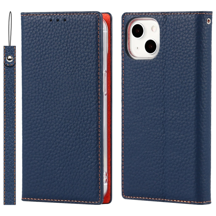Estuche para teléfono de cuero con textura de litchi con cordón y soporte y ranuras para tarjetas y billetera