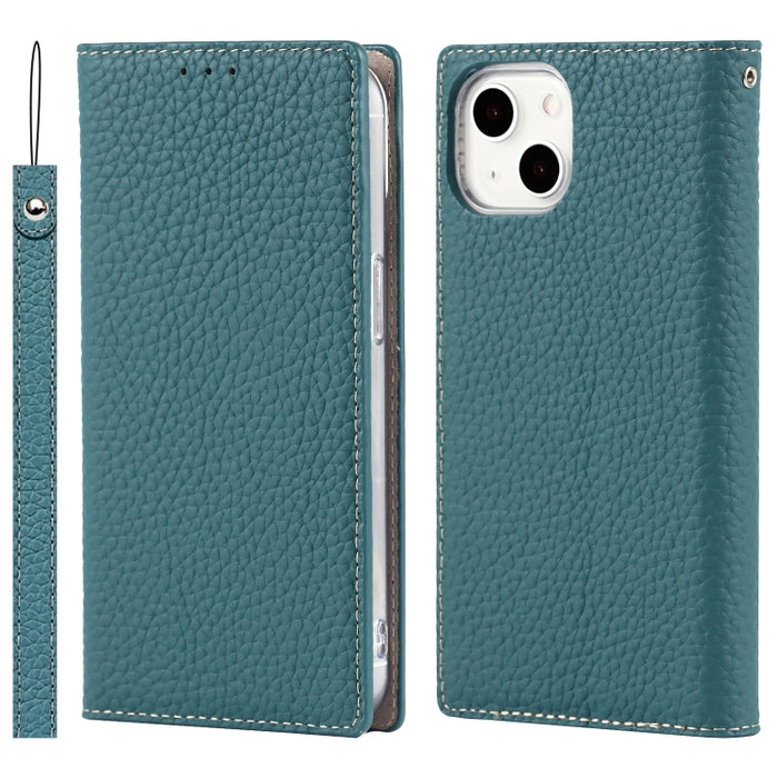 Estuche para teléfono de cuero con textura de litchi con cordón y soporte y ranuras para tarjetas y billetera