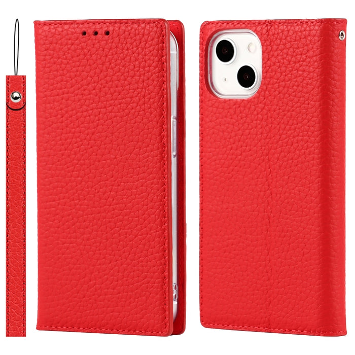 Estuche para teléfono de cuero con textura de litchi con cordón y soporte y ranuras para tarjetas y billetera