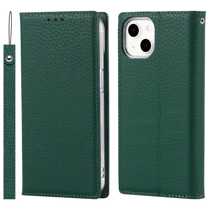 Estuche para teléfono de cuero con textura de litchi con cordón y soporte y ranuras para tarjetas y billetera
