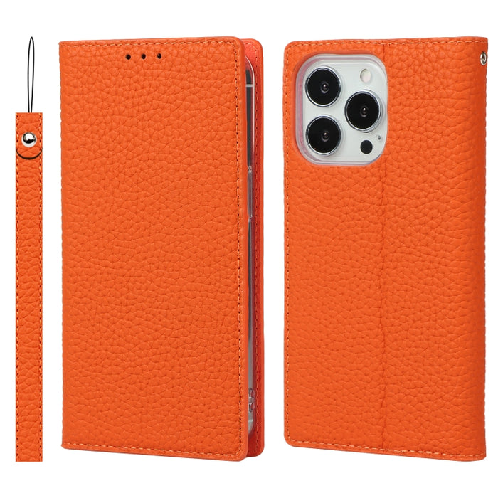 Estuche para teléfono de cuero con textura de litchi con cordón y soporte y ranuras para tarjetas y billetera