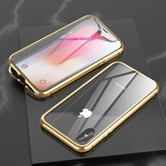 Estuche con tapa de imán de vidrio templado con marco angular de adsorción magnética de lados dobles ultra delgados
