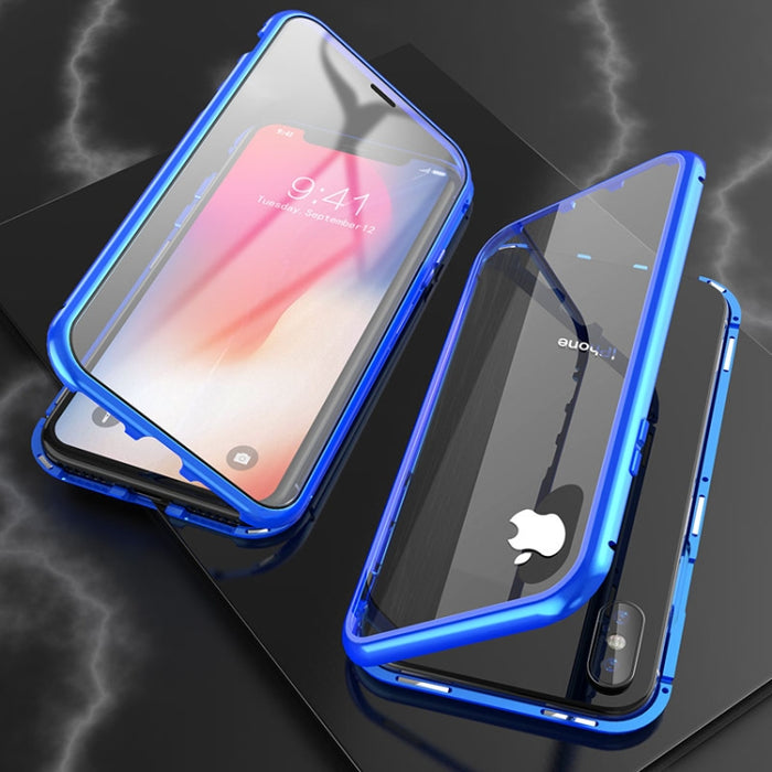 Estuche con tapa de imán de vidrio templado con marco angular de adsorción magnética de lados dobles ultra delgados