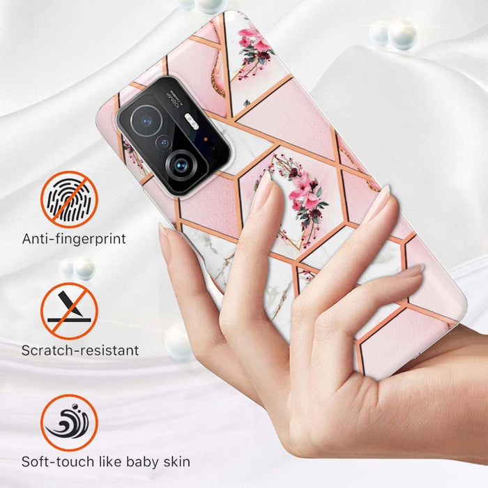 Caja de teléfono TPU con flor de mármol y empalme de galvanoplastia, For Xiaomi Mi 11T / Mi 11T Pro, For Xiaomi Redmi 10, For Xiaomi Redmi Note 9 / 10X 4G, For Samsung Galaxy Note20, For Samsung Galaxy Note20 Ultra, For Samsung Galaxy A13 5G