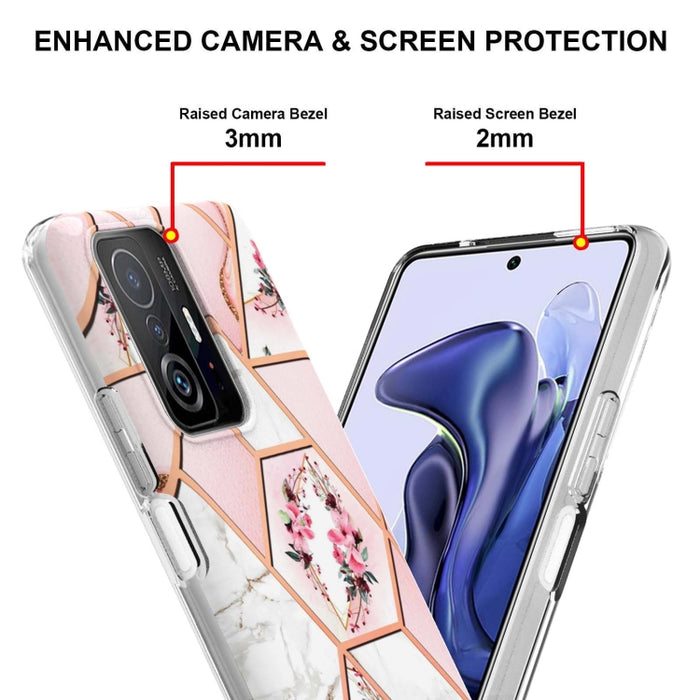 Caja de teléfono TPU con flor de mármol y empalme de galvanoplastia, For Xiaomi Mi 11T / Mi 11T Pro, For Xiaomi Redmi 10, For Xiaomi Redmi Note 9 / 10X 4G, For Samsung Galaxy Note20, For Samsung Galaxy Note20 Ultra, For Samsung Galaxy A13 5G